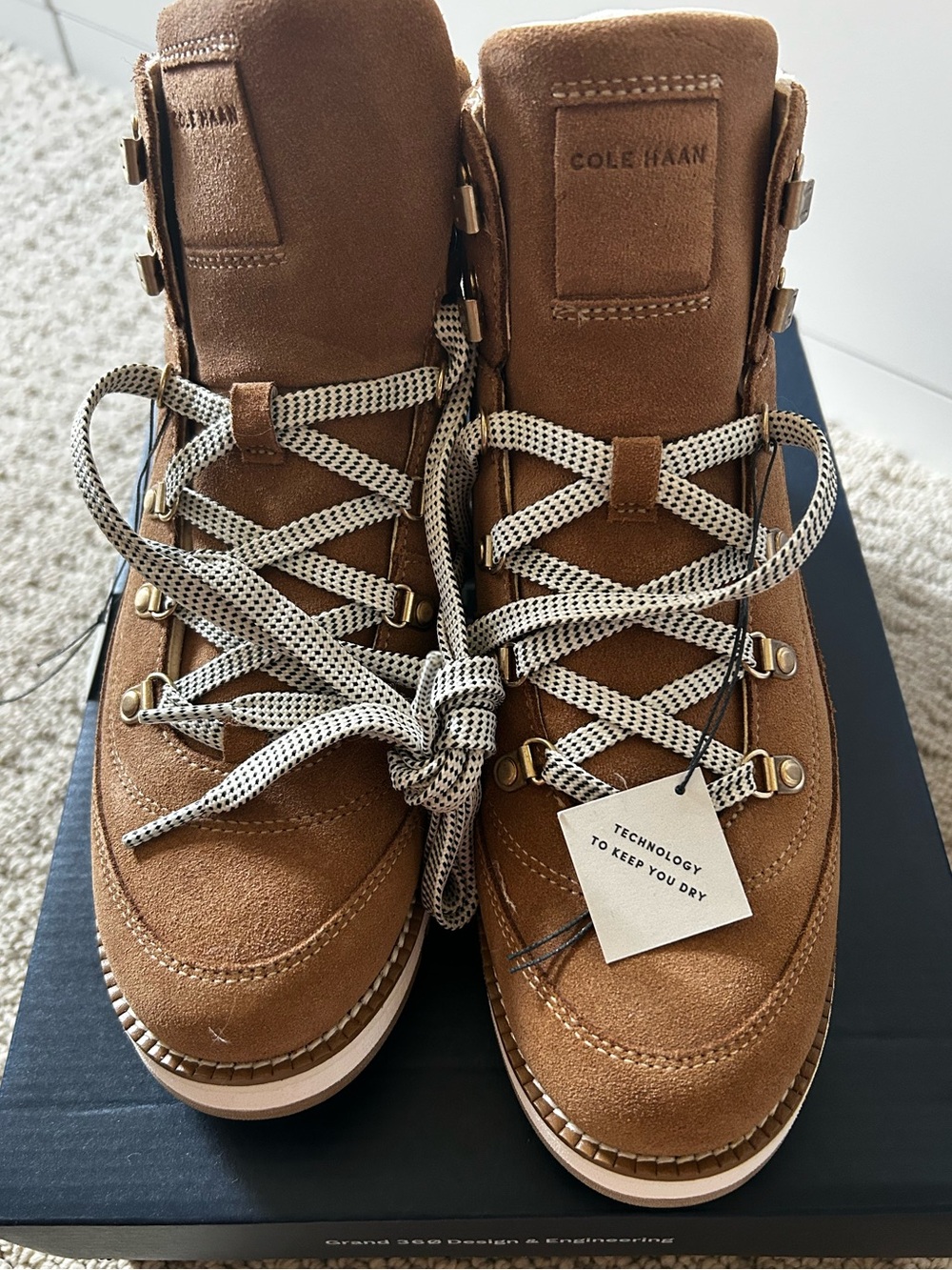 Cole Haan Brown Suede Lace-Up Hiking Boots